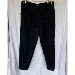 Carre Noir 100% Linen Tapered Pants Black Women’s Size Medium Resort Lagenlook